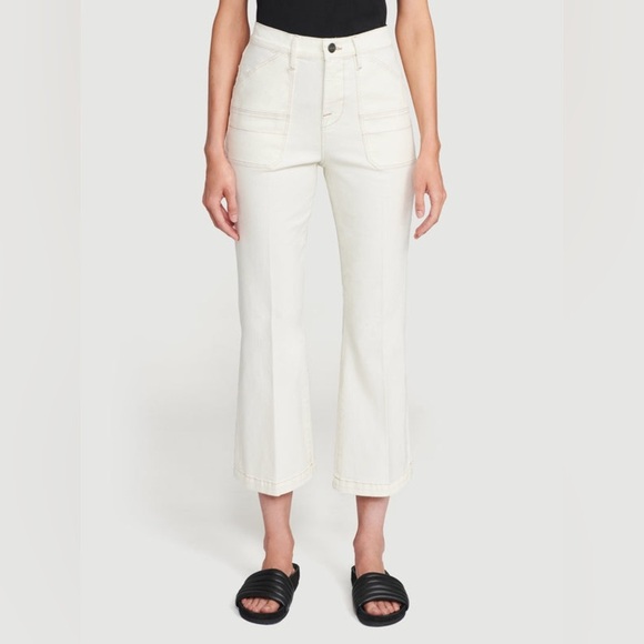 FRAME Carpenter Color Crop Flare Jeans Off White Size 26 - Picture 1 of 14